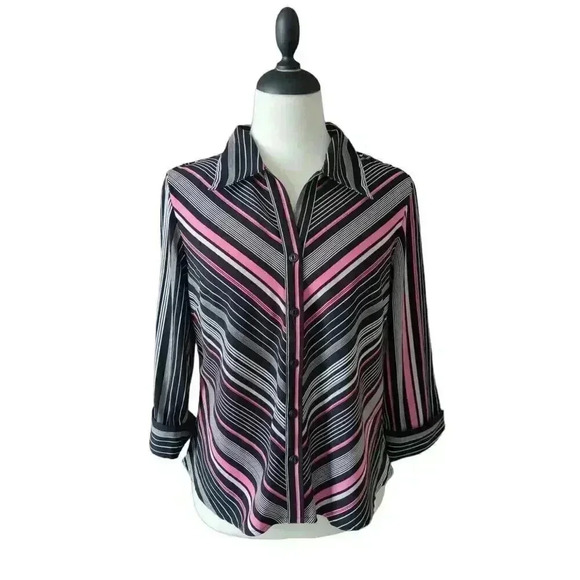CATO Button Up 3/4 Sleeve Blouse Size M - Picture 1 of 5